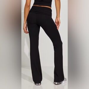 Garage Womens Black Foldover Yoga Pants Flare Leg Modal Stretch-Size M